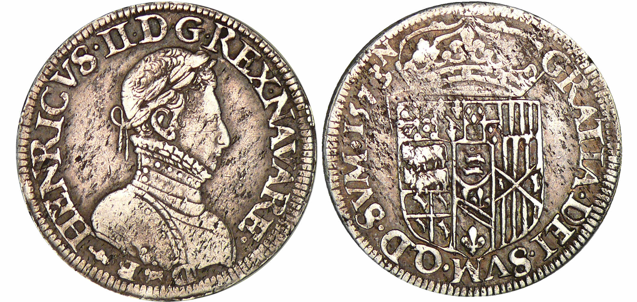 Navarre - Henri III de Navarre, II de Béarn - Teston 1573 (Pau) Navarre - Henri III de Navarre, II de Béarn - Teston 1573 (Pau)