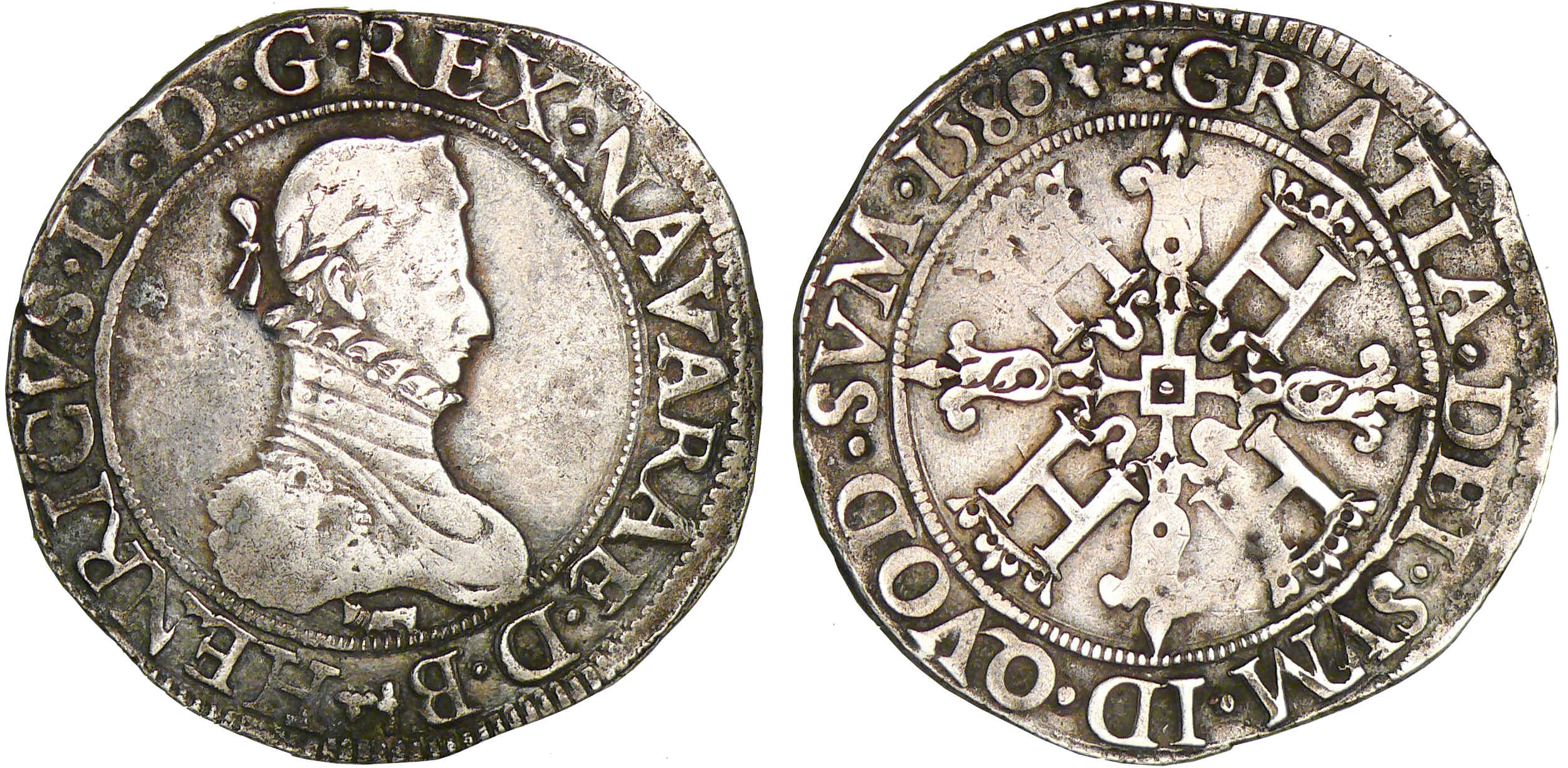 Navarre - Henri III de Navarre, II de Béarn - Franc 1580 (Saint-Palais) Navarre - Henri III de Navarre, II de Béarn - Franc 1580 (Saint-Palais)