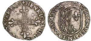 Navarre - Henri III de Navarre, II de Béarn - Quart d'écu 1585 (Saint-Palais) Navarre - Henri III de Navarre, II de Béarn - Quart d'écu 1585 (Saint-Palais)