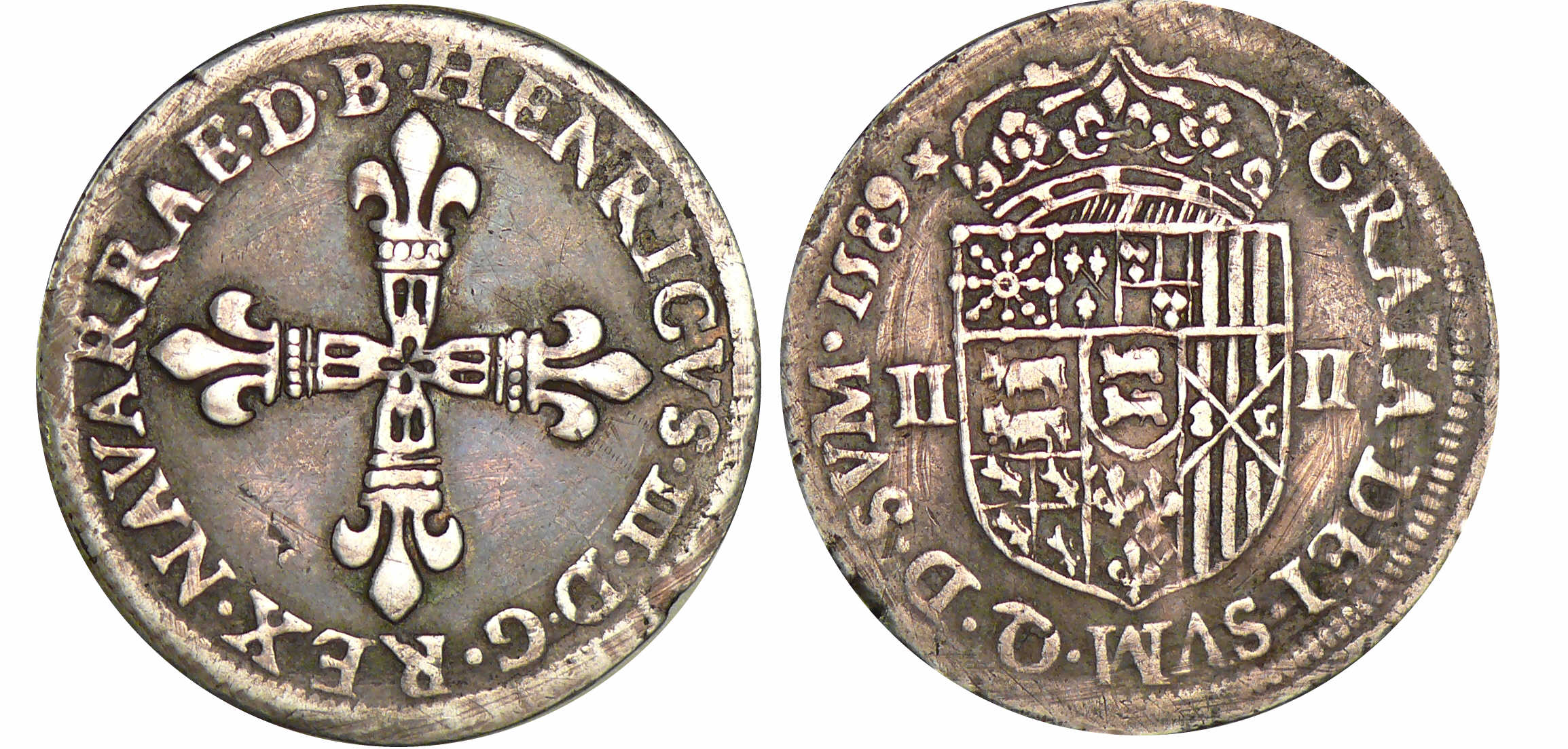 Navarre - Henri III de Navarre, II de Béarn - Quart d'écu 1589 (Pau) Navarre - Henri III de Navarre, II de Béarn - Quart d'écu 1589 (Pau)