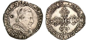 Henri III - Demi-franc au col plat - 1587 I (Limoges)