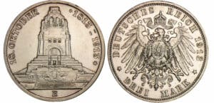 Allemagne - Saxe - Friedrich August III - 3 mark 1913 E
