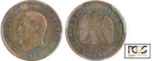 2 centimes Napoléon tête nue - 1853 W (Lille)