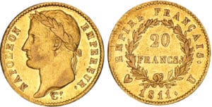 20 francs Napoléon revers empire - 1811 U (Turin)