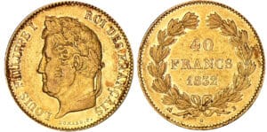 40 francs Louis-Philippe Ier - 1832 B (Rouen) 40 francs Louis-Philippe Ier - 1832 B (Rouen)