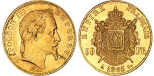50 francs Napoléon III tête laurée - 1865 A (Paris)