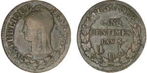 5 centimes Dupré - grand module - An 5 D (Lyon)