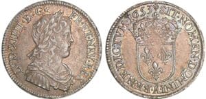 Louis XIV (1643-1715) - ¼ d'écu à la mèche longue - 1653 A (Paris)