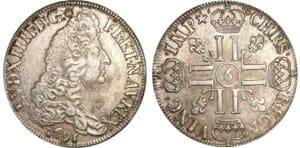 Louis XIV (1643-1715) - Ecu aux 8 L, 1er type - 1691  9 (Rennes) flan réformé