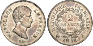 2 francs Napoléon empereur - An 12 A (Paris)