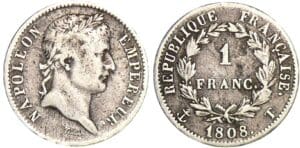 1 franc Napoléon revers république - 1808 T (Nantes)