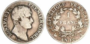 1 franc Bonaparte premier consul - An 12 A (Paris) 1 franc Bonaparte premier consul - An 12 A (Paris)