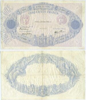 500 francs bleu et rose - 30 mars 1939