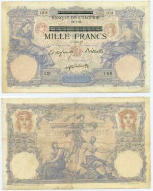 Tunisie - 1000 francs 1942 surcharge du 100 francs du 15 juillet 1892