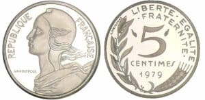 Cinquième république (1959- ) - 5 centimes Lagriffoul - 1979 piéfort en argent