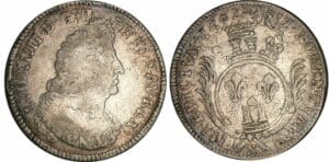 Louis XIV - Ecu aux palmes - 1693 S (Reims) flan réformé