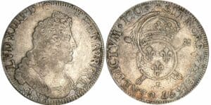 Louis XIV - Ecu aux insignes - 1703 I (Limoges) flan réformé