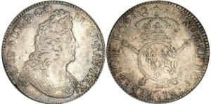 Louis XIV - Ecu aux insignes - 1702 P (Dijon) flan réformé