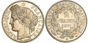 2 francs Cérès avec légende - 1871 A (Paris)