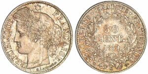 50 centimes Cérès - 1871 K (Bordeaux)