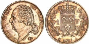 1 franc Louis XVIII au buste nu - 1817 A (Paris)