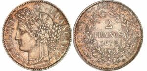 2 francs Cérès avec légende - 1871 K (Bordeaux)