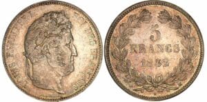 5 francs Louis-Philippe Ier - tête laurée - 2ème type - 1832 M (Toulouse) 5 francs Louis-Philippe Ier - tête laurée - 2ème type - 1832 M (Toulouse)