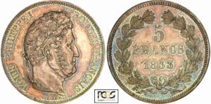 5 francs Louis-Philippe Ier - tête laurée - 2ème type - 1833 K (Bordeaux) 5 francs Louis-Philippe Ier - tête laurée - 2ème type - 1833 K (Bordeaux)