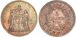 5 francs Hercule - 1872 A (Paris) avec petites étoiles