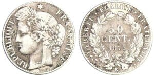 50 centimes Cérès - 1873 K (Bordeaux)