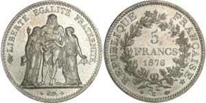 5 francs Hercule - 1876 K (Bordeaux)