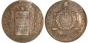 2 sols à la balance - An II - 1793 BB (Strasbourg)