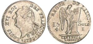 15 sols type FRANCOIS - 1791 I (Limoges) 1er sem