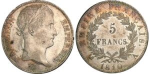 5 francs Napoléon revers empire - 1810 A (Paris)