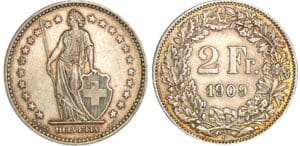 Suisse - 2 francs 1909 Suisse - 2 francs 1909