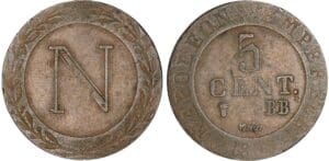 5 centimes Napoléon Ier - 1808 BB (Strasbourg)