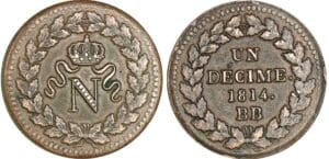 Un décime Napoléon 1er Blocus de Strasbourg - 1814. BB Un décime Napoléon 1er Blocus de Strasbourg - 1814. BB