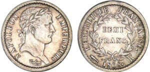 1/2 franc Napoléon revers république - 1808 K (Bordeaux)