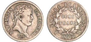 1/2 franc Napoléon revers république - 1808 W (Lille)