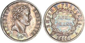 Napoléon 1er (1804-1814) - 1/2 franc revers empire 1814 A (Paris) Napoléon 1er (1804-1814) - 1/2 franc revers empire 1814 A (Paris)