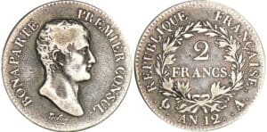 2 francs Bonaparte premier consul - An 12 A (Paris) 2 francs Bonaparte premier consul - An 12 A (Paris)