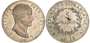 5 francs Bonaparte premier consul - An 12 A (Paris) 5 francs Bonaparte premier consul - An 12 A (Paris)