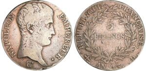 5 francs Napoléon empereur - An 13 D (Lyon) 5 francs Napoléon empereur - An 13 D (Lyon)