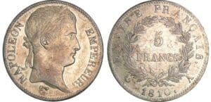 5 francs Napoléon revers empire - 1810 A (Paris)