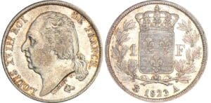 1 franc Louis XVIII au buste nu - 1823 A (Paris)