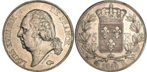 5 francs Louis XVIII au buste nu - 1818 K (Bordeaux)