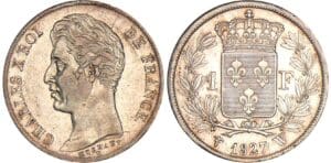 1 franc Charles X - 1827 W (Lille) 5 feuilles 1 franc Charles X - 1827 W (Lille) 5 feuilles