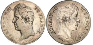 5 francs Charles X - 2ème type - frappe incuse 5 francs Charles X - 2ème type - frappe incuse