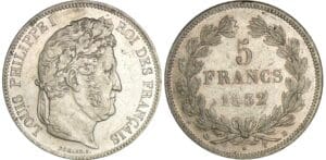 5 francs Louis-Philippe Ier - tête laurée - 2ème type 1832 D (Lyon) 5 francs Louis-Philippe Ier - tête laurée - 2ème type 1832 D (Lyon)