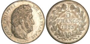 5 francs Louis-Philippe Ier - tête laurée - 2ème type 1833 M (Toulouse) 5 francs Louis-Philippe Ier - tête laurée - 2ème type 1833 M (Toulouse)